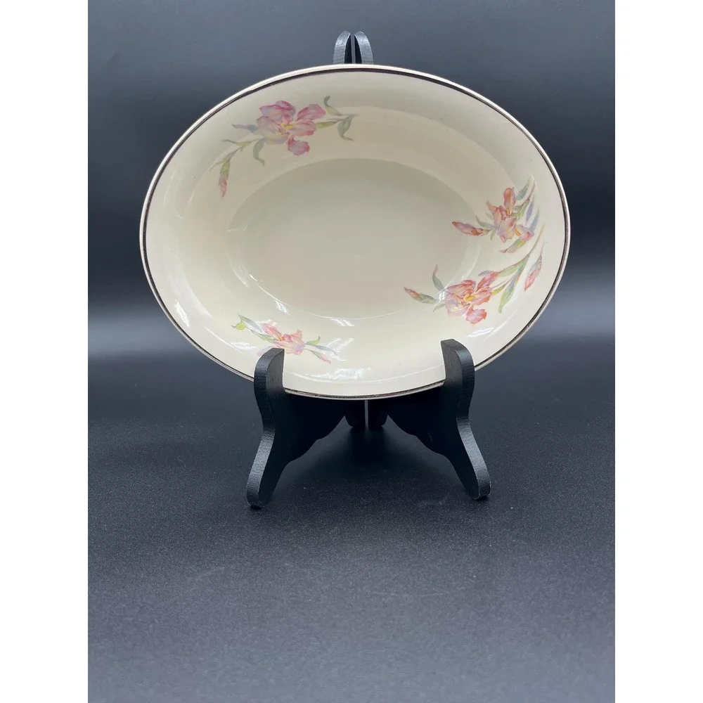 Vintage Cambridge Camwood Ivory Iris Oval Serving Bowl